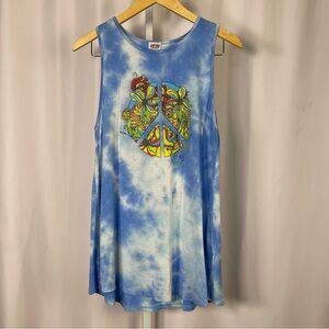 Ron Jon Surf Shop Large Peace Flower Tie Dye Flowy Beachy Hippie Tank Top Soft